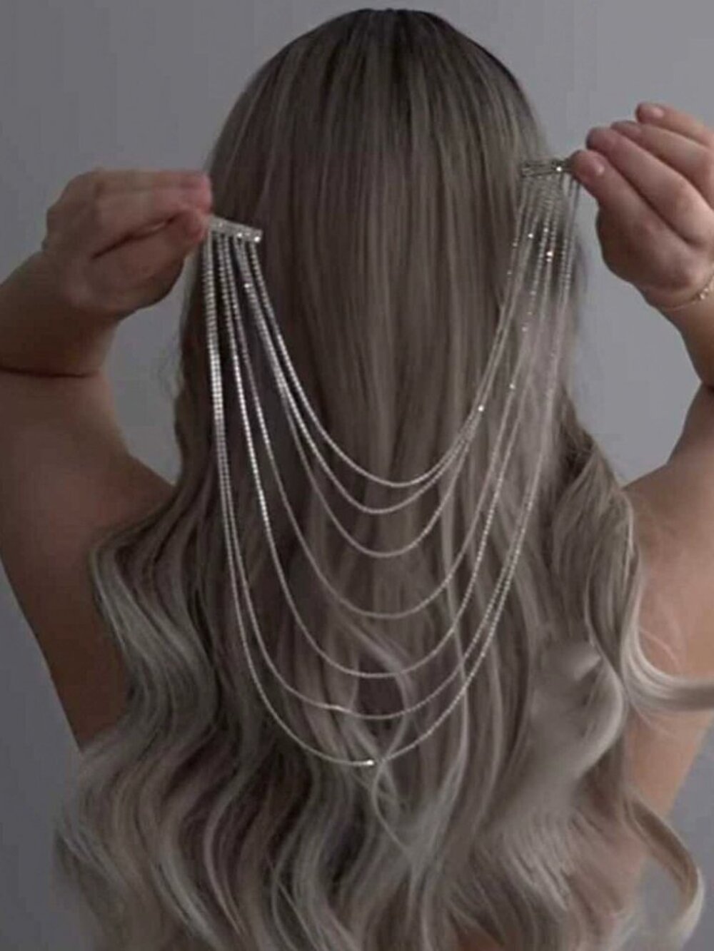 Multi-Layered Rhinestone Back Hair Chain: Draped Crystal Extension Clip for Brid